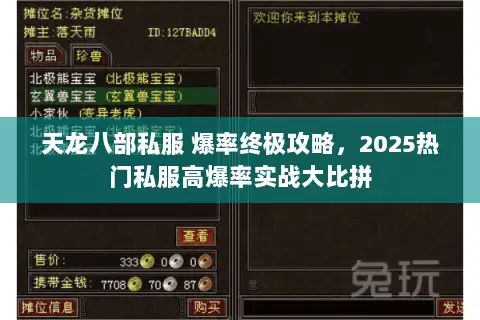 天龙八部私服 爆率终极攻略,2025热门私服高爆率实战大比拼 天龙八部私服 爆率终极攻略,2025热门私服高爆率实战大比拼