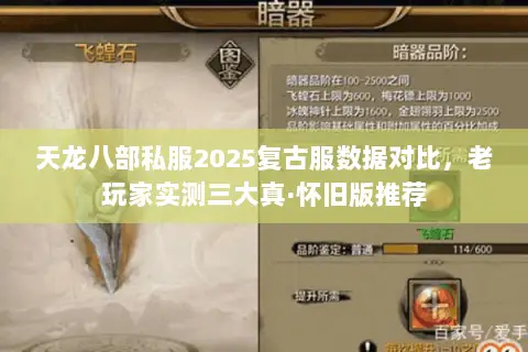 天龙八部私服2025复古服数据对比,老玩家实测三大真·怀旧版推荐 天龙八部私服2025复古服数据对比,老玩家实测三大真·怀旧版推荐