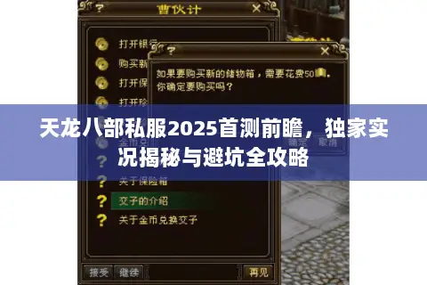天龙八部私服2025首测前瞻,独家实况揭秘与避坑全攻略 天龙八部私服2025首测前瞻,独家实况揭秘与避坑全攻略