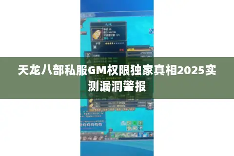 天龙八部私服GM权限独家真相2025实测漏洞警报 天龙八部私服GM权限独家真相2025实测漏洞警报