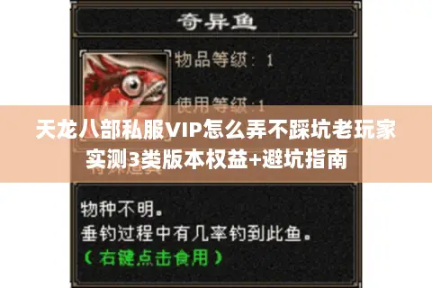 天龙八部私服VIP怎么弄不踩坑老玩家实测3类版本权益+避坑指南 天龙八部私服VIP怎么弄不踩坑老玩家实测3类版本权益+避坑指南