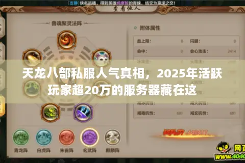 天龙八部私服人气真相,2025年活跃玩家超20万的服务器藏在这 天龙八部私服人气真相,2025年活跃玩家超20万的服务器藏在这
