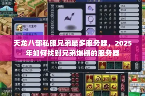 天龙八部私服兄弟最多服务器,2025年如何找到兄弟爆棚的服务器 天龙八部私服兄弟最多服务器,2025年如何找到兄弟爆棚的服务器