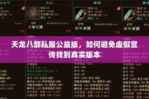 天龙八部私服公益版,如何避免虚假宣传找到真实版本 天龙八部私服公益版,如何避免虚假宣传找到真实版本