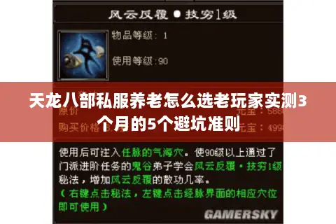 天龙八部私服养老怎么选老玩家实测3个月的5个避坑准则 天龙八部私服养老怎么选老玩家实测3个月的5个避坑准则