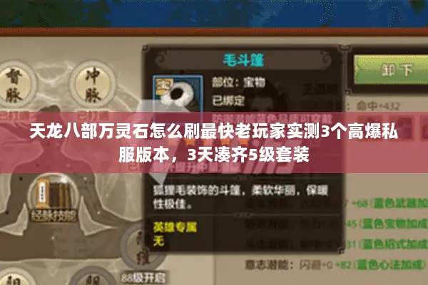 天龙八部万灵石怎么刷最快老玩家实测3个高爆私服版本,3天凑齐5级套装 天龙八部万灵石怎么刷最快老玩家实测3个高爆私服版本,3天凑齐5级套装
