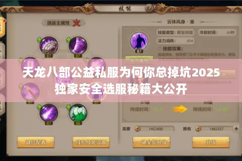 天龙八部公益私服为何你总掉坑2025独家安全选服秘籍大公开 天龙八部公益私服为何你总掉坑2025独家安全选服秘籍大公开