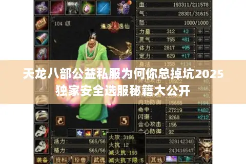 天龙八部公益私服为何你总掉坑2025独家安全选服秘籍大公开 天龙八部公益私服为何你总掉坑2025独家安全选服秘籍大公开