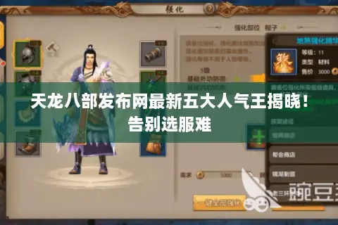 天龙八部发布网最新五大人气王揭晓!告别选服难 天龙八部发布网最新五大人气王揭晓!告别选服难