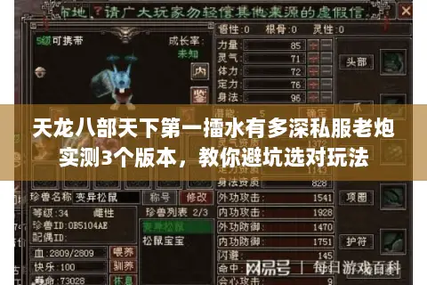 天龙八部天下第一擂水有多深私服老炮实测3个版本,教你避坑选对玩法 天龙八部天下第一擂水有多深私服老炮实测3个版本,教你避坑选对玩法