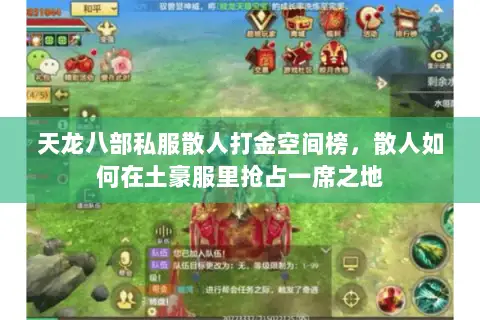 天龙八部私服散人打金空间榜,散人如何在土豪服里抢占一席之地 天龙八部私服散人打金空间榜,散人如何在土豪服里抢占一席之地
