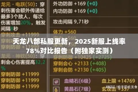 天龙八部私服更新，2025新服上线率78%对比报告（附独家实测）