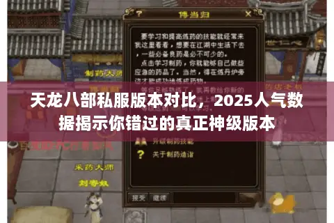 天龙八部私服版本对比,2025人气数据揭示你错过的真正神级版本 天龙八部私服版本对比,2025人气数据揭示你错过的真正神级版本