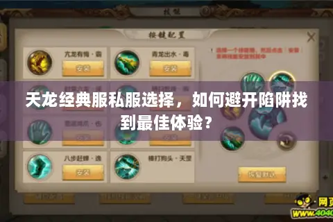 天龙经典服私服选择，如何避开陷阱找到最佳体验？