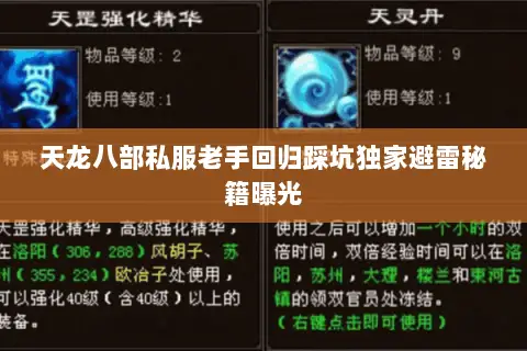 天龙八部私服老手回归踩坑独家避雷秘籍曝光