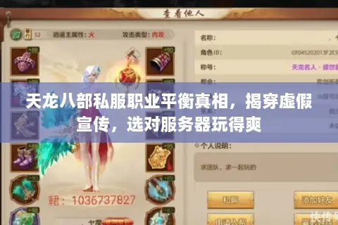 天龙八部私服职业平衡真相,揭穿虚假宣传,选对服务器玩得爽 天龙八部私服职业平衡真相,揭穿虚假宣传,选对服务器玩得爽