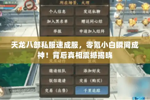 天龙八部私服速成服,零氪小白瞬间成神!背后真相震撼揭晓 天龙八部私服速成服,零氪小白瞬间成神!背后真相震撼揭晓
