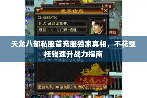 天龙八部私服首充服独家真相,不花冤枉钱速升战力指南 天龙八部私服首充服独家真相,不花冤枉钱速升战力指南