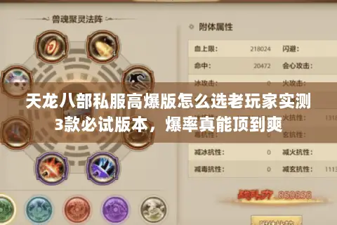 天龙八部私服高爆版怎么选老玩家实测3款必试版本,爆率真能顶到爽 天龙八部私服高爆版怎么选老玩家实测3款必试版本,爆率真能顶到爽