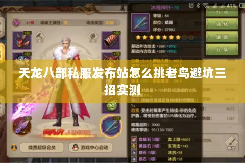 天龙八部私服发布站怎么挑老鸟避坑三招实测 天龙八部私服发布站怎么挑老鸟避坑三招实测