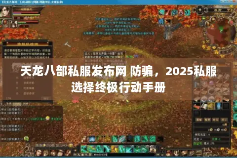 天龙八部私服发布网 防骗，2025私服选择终极行动手册