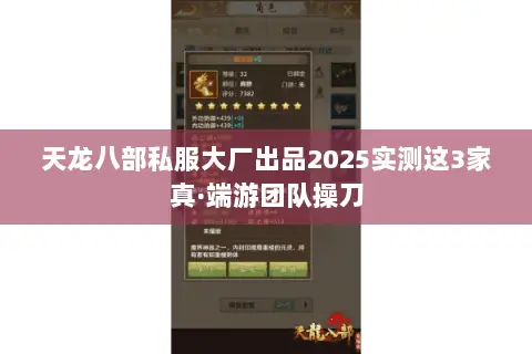 天龙八部私服大厂出品2025实测这3家真·端游团队操刀 天龙八部私服大厂出品2025实测这3家真·端游团队操刀