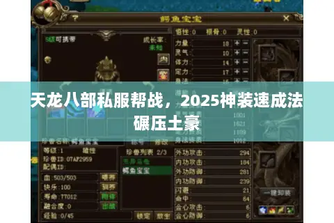 天龙八部私服帮战,2025神装速成法碾压土豪 天龙八部私服帮战,2025神装速成法碾压土豪