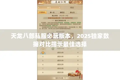 天龙八部私服必玩版本，2025独家数据对比揭示最佳选择