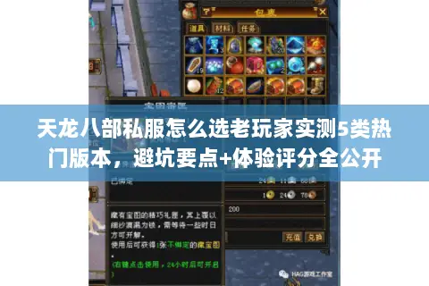 天龙八部私服怎么选老玩家实测5类热门版本，避坑要点+体验评分全公开