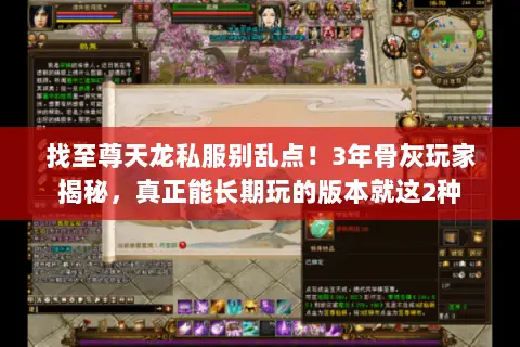找至尊天龙私服别乱点！3年骨灰玩家揭秘，真正能长期玩的版本就这2种