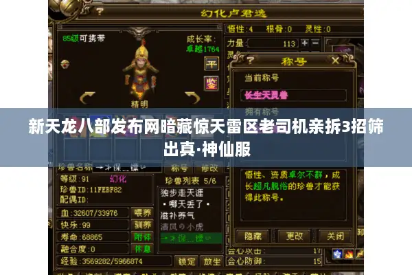 新天龙八部发布网暗藏惊天雷区老司机亲拆3招筛出真·神仙服