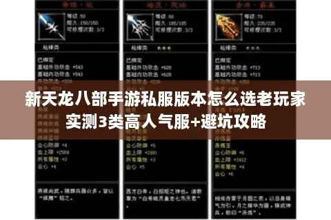新天龙八部手游私服版本怎么选老玩家实测3类高人气服+避坑攻略 新天龙八部手游私服版本怎么选老玩家实测3类高人气服+避坑攻略