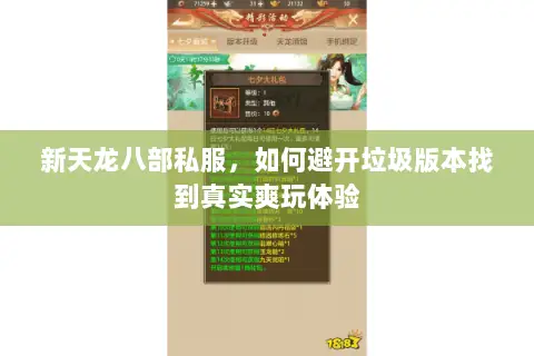 新天龙八部私服,如何避开垃圾版本找到真实爽玩体验 新天龙八部私服,如何避开垃圾版本找到真实爽玩体验
