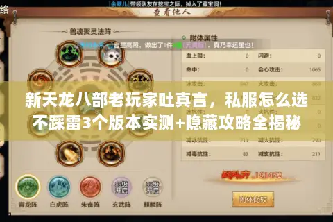 新天龙八部老玩家吐真言,私服怎么选不踩雷3个版本实测+隐藏攻略全揭秘 新天龙八部老玩家吐真言,私服怎么选不踩雷3个版本实测+隐藏攻略全揭秘