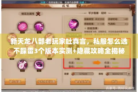 新天龙八部老玩家吐真言,私服怎么选不踩雷3个版本实测+隐藏攻略全揭秘 新天龙八部老玩家吐真言,私服怎么选不踩雷3个版本实测+隐藏攻略全揭秘