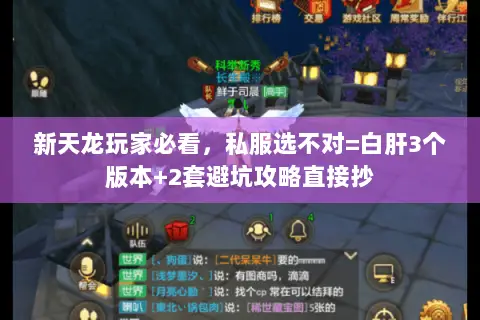 新天龙玩家必看,私服选不对=白肝3个版本+2套避坑攻略直接抄 新天龙玩家必看,私服选不对=白肝3个版本+2套避坑攻略直接抄