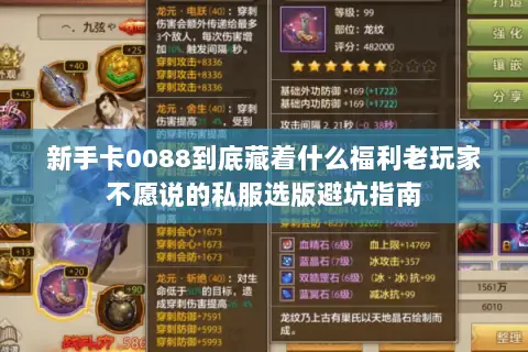 新手卡0088到底藏着什么福利老玩家不愿说的私服选版避坑指南