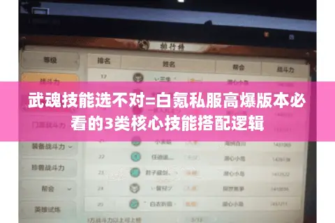 武魂技能选不对=白氪私服高爆版本必看的3类核心技能搭配逻辑 武魂技能选不对=白氪私服高爆版本必看的3类核心技能搭配逻辑
