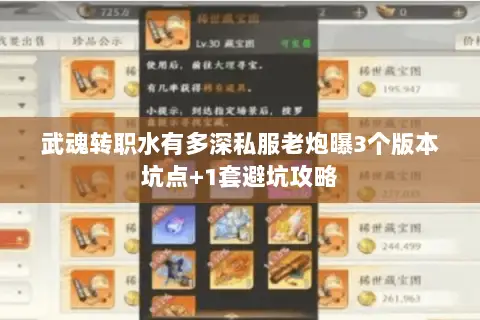 武魂转职水有多深私服老炮曝3个版本坑点+1套避坑攻略