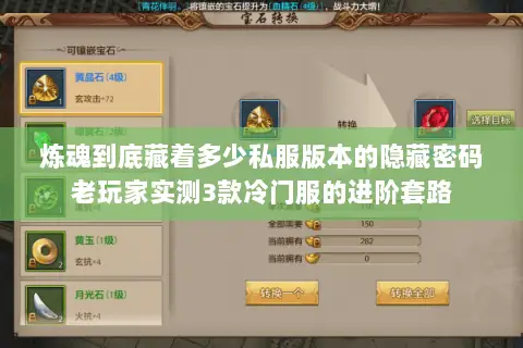 炼魂到底藏着多少私服版本的隐藏密码老玩家实测3款冷门服的进阶套路 炼魂到底藏着多少私服版本的隐藏密码老玩家实测3款冷门服的进阶套路