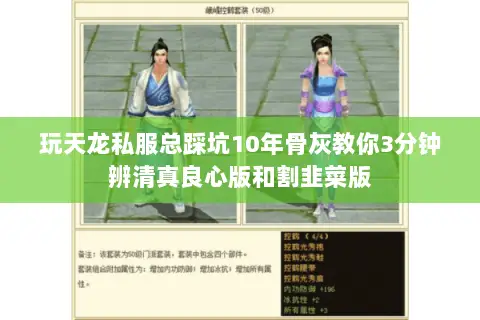 玩天龙私服总踩坑10年骨灰教你3分钟辨清真良心版和割韭菜版