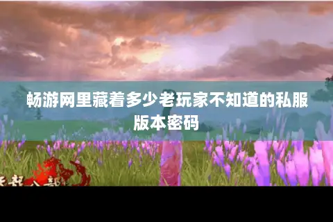 畅游网里藏着多少老玩家不知道的私服版本密码 畅游网里藏着多少老玩家不知道的私服版本密码