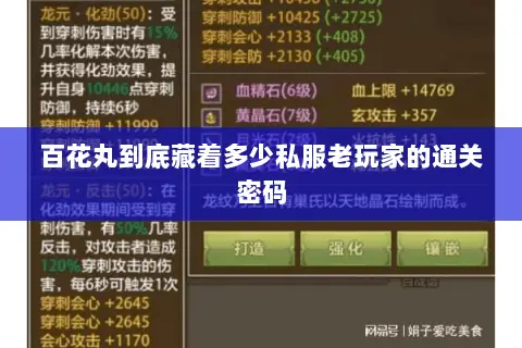 百花丸到底藏着多少私服老玩家的通关密码 百花丸到底藏着多少私服老玩家的通关密码