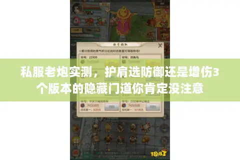 私服老炮实测,护肩选防御还是增伤3个版本的隐藏门道你肯定没注意 私服老炮实测,护肩选防御还是增伤3个版本的隐藏门道你肯定没注意