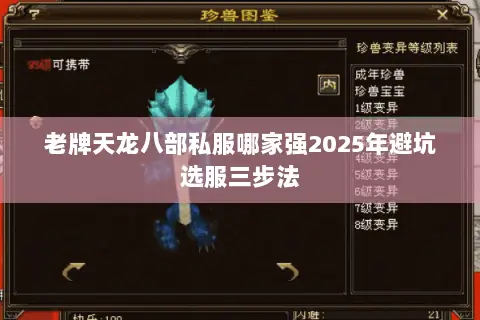 老牌天龙八部私服哪家强2025年避坑选服三步法