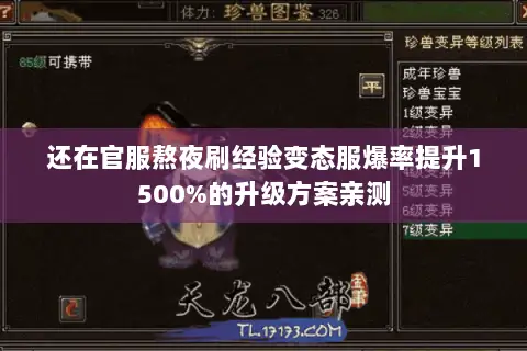 还在官服熬夜刷经验变态服爆率提升1500%的升级方案亲测 还在官服熬夜刷经验变态服爆率提升1500%的升级方案亲测