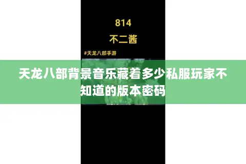 天龙八部背景音乐藏着多少私服玩家不知道的版本密码 天龙八部背景音乐藏着多少私服玩家不知道的版本密码