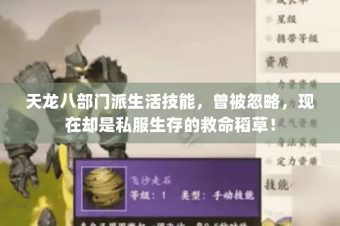 天龙八部门派生活技能,曾被忽略,现在却是私服生存的救命稻草! 天龙八部门派生活技能,曾被忽略,现在却是私服生存的救命稻草!