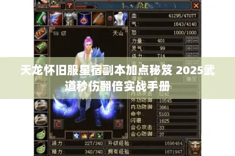 天龙怀旧服星宿副本加点秘笈 2025武道秒伤翻倍实战手册