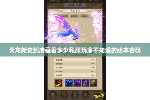 天龙新史到底藏着多少私服玩家不知道的版本密码 天龙新史到底藏着多少私服玩家不知道的版本密码